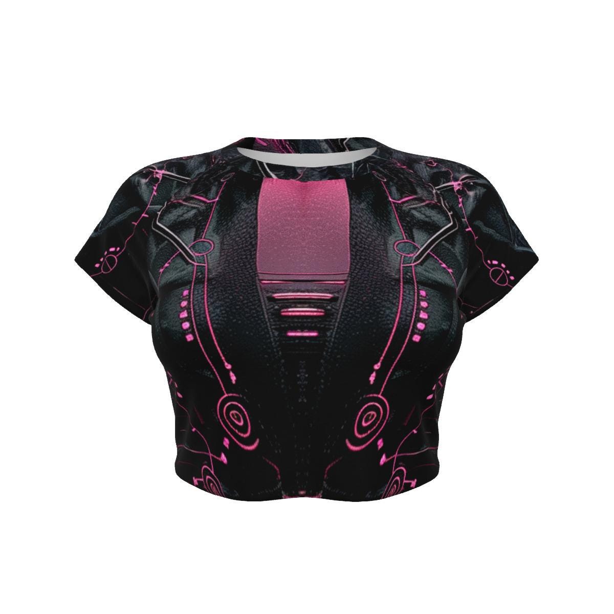 Futuristic Suit Cyberpunk  – Futuristic Ocean-Inspired Techwear,  Cyber Streetwear, Aesthetic Vaporwave Tee  Women's Raglan Cropped T-shirt