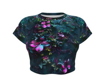 Night Rave Crop Top – See-Through Sheer Long Sleeve Top – Techwear Festival Outfit