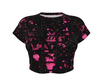 Cropped Raglan T-Shirt - Ravekink Style - Techno Clubwear - Underground Club - Rave Fashion Top - Party Wear