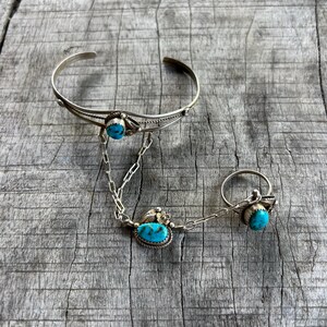Vintage Silver and Turquoise Inlay Marijuana G&S Biker Slave