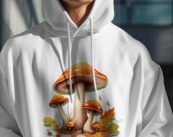 Autumn Mushroom Hoodie - Cozy Fall Aesthetic Crewneck - Cottagecore Fungi Pullover - Nature Lover Gift - Unisex Forestcore Sweater