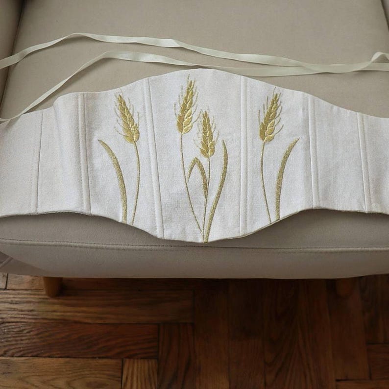 Pas gorsetowy z haftem, pas wyszczuplający talię, bawełniany pas gorsetowy, elegancki pasek z wyrazistym wzorem, designerski pas gorsetowy zdjęcie 5