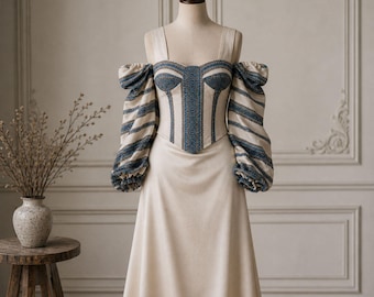 Embroidered Linen Corset