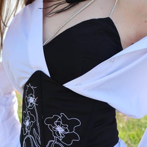 Cotton underbust corset belt with embroidery