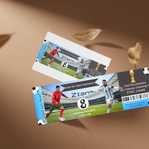 Footbal Ticket Invitation for boys who love Messi and Ronaldo