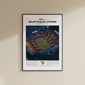 Stampa dello stadio Milan Puskar / Poster dei West Virginia Mountaineers / Stampa vintage NFL / Collage di football americano / Arte murale stampabile / Stampa da viaggio