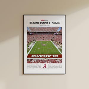 Stampa stadio Bryant-Denny / Poster Alabama Crimson Tide / Stampa NFL vintage / Collage di football / Arte murale stampabile / Stampa da viaggio