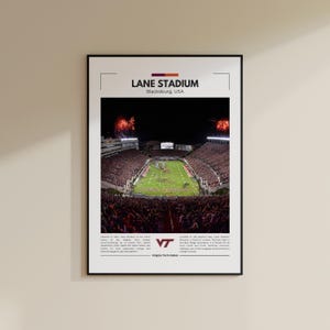 Stampa Lane Stadium / Poster Virginia Tech Hokies / Stampa NFL vintage / Collage Football / Arte murale stampabile / Stampa da viaggio