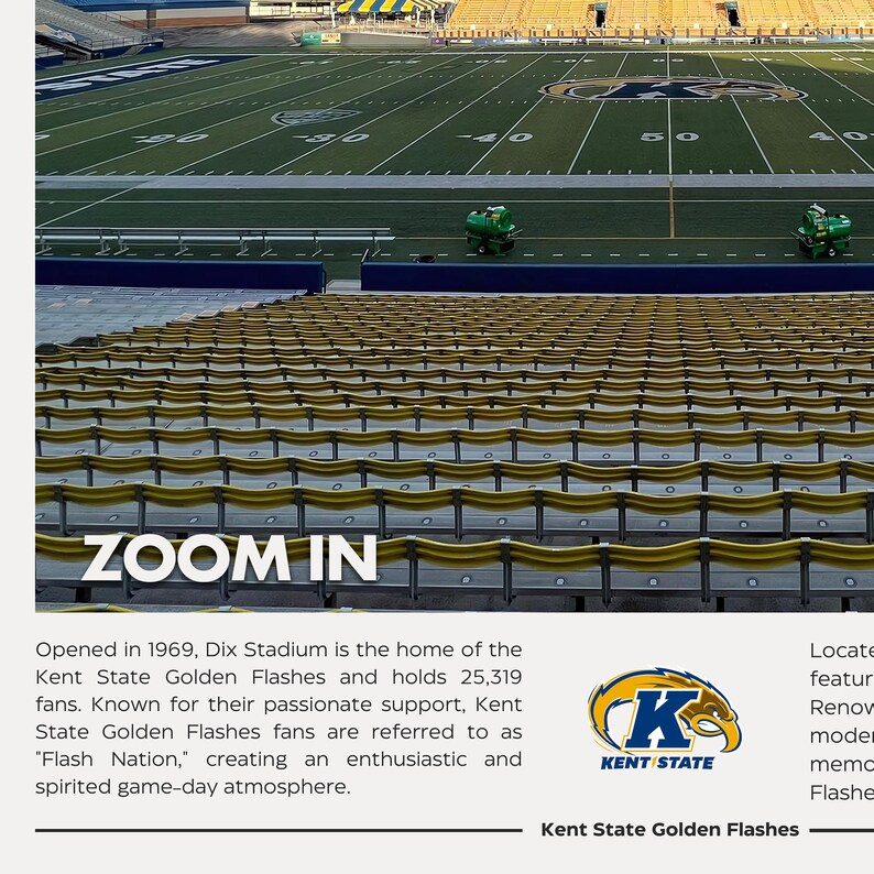 Dix Stadium Print Kent State Golden Flashes Poster Vintage NFL Print