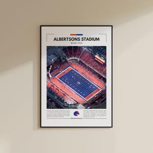 Stampa dello stadio Albertsons / Poster dei Bolse State Broncos / Stampa NFL vintage / Collage di football / Arte murale stampabile / Stampa da viaggio