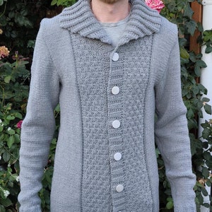 Handknit Cardigan for Men DIY Knitting Pattern Cardigan with Inserts for Men Easy Men’s Cardigan Pattern Beginner Knitting Pattern for Men