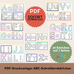ABC-schrijfkaarten – Montessori-modelleermatten – letters leren en op een speelse manier oefenen met schrijven – kleuterschool, kleuterschool. PDF-afdrukbestand