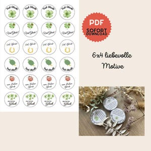 Tealight messages / tealight messages / lucky messages / little lucky charms PDF print template for tealights with lucky motifs