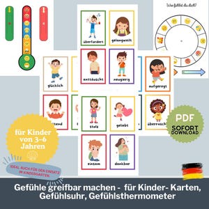 Orologio delle emozioni, termometro delle emozioni, carte delle emozioni: riconoscere, nominare e comprendere le emozioni in modo giocoso per bambini di tutte le età, scuola materna