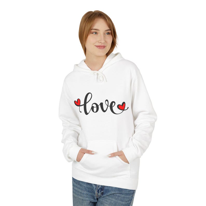 Love Fleece Hoodie, Custom Cotton Blend Sweatshirt, Sustainable Jumper image 9
