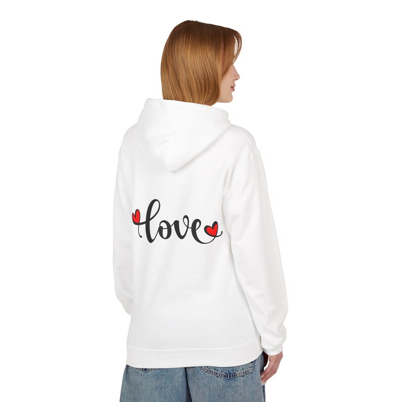 Love Fleece Hoodie, Custom Cotton Blend Sweatshirt, Sustainable Jumper image 10
