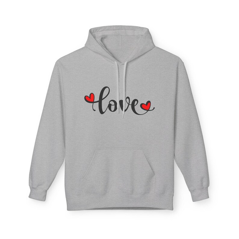 Love Fleece Hoodie, Custom Cotton Blend Sweatshirt, Sustainable Jumper image 5