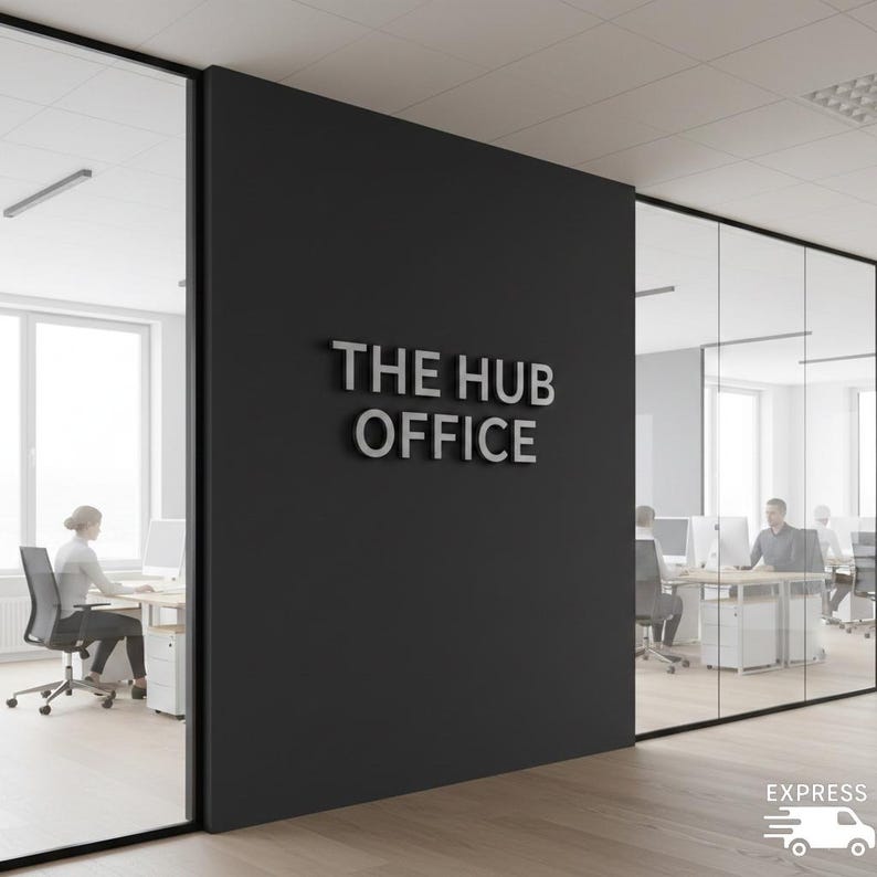 Wood Business Sign, 3D Office Wall Art, Custom Storefront Logo ...