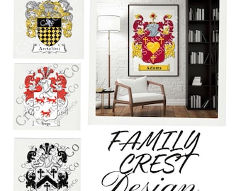 Familienwappen Design, digitaler Download, personalisierte Familienwappen Kunst, Einzigartige Wappen Design, Heraldik Logo, individuelles Logo-Design,