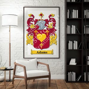 Adams Family Crest, Digital Download, Shields, Surnames, Ancestry, Coat of arms svg