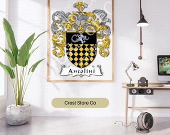 Antolini Familienwappen, digitaler Download, Schilde, Nachnamen, Abstammung, Wappen svg