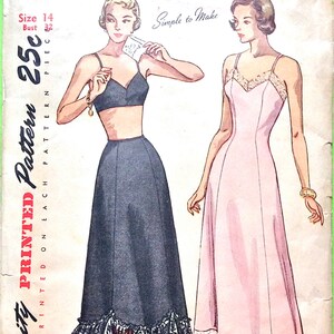 1940s lingerie pattern slip and half slip by Simplicity 2693 vintage sewing pattern  Bust 32 or Bust  36 inches