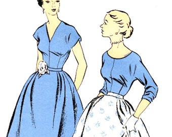 Uncut early 50s dress pattern New York 1100 is a dress pattern w/2 style sleeves and neckline Vintage Sewing Pattern Bust 35