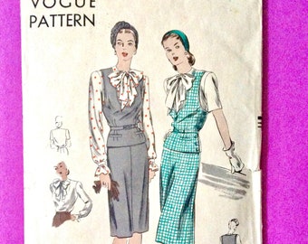 Vintage Vogue 1940s Jumper Skirt Blouse Pattern Vogue 5043 Vintage Sewing Pattern Bust 32 Hip