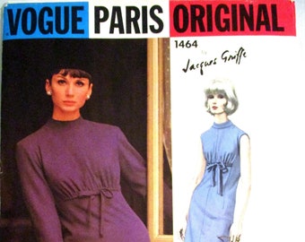 Vogue Paris Original by Jacques Griffe 1464 Jednoczęściowy wzór sukienki biust 31 starych wzorów do szycia
