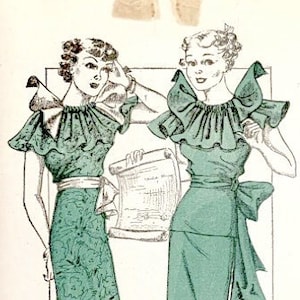 1930s Dress Pattern New York 172 Ladies&#39; and Misses&#39; Gown and Dress Vintage Sewing Pattern Bust 29