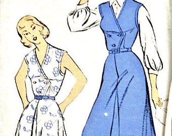 Unused 50s sun dress pattern New York Pattern 1034  Jumper and Long Sleeve Blouse Size 15  Bust  33"  Hip 36" Vintage Sewing Pattern