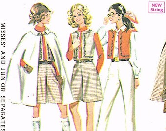 Uncut Vintage McCall's 9550 1960s Culottes Cape Dart Fitted Pants Vest Sewing Pattern Bust 31 inches