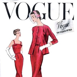 Vogue Couturier Design 984 from the 1950s One Piece Dress and Jacket Slim Skirt, Buttoned Back, Box Jacket Vintage Sewing Pattern Bust 32