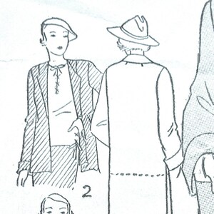 Modello di cucito vintage per camicetta, gonna e cappotto Excella E4819 degli anni '30, busto 34 pollici