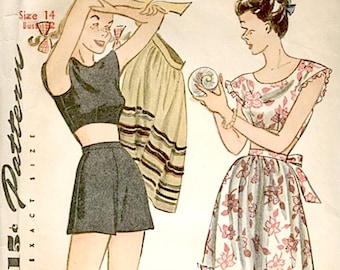 Simplicity 1308; ©1944; Unprinted pattern. Junior Misses' and Misses' Three-Piece Playsuit