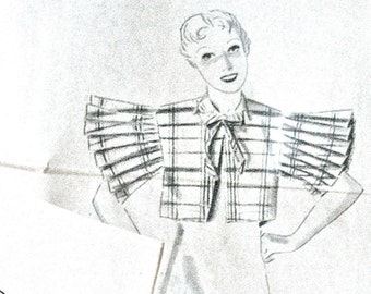 1930s Jacket and Cape Vintage Sewing Patterns Sally, Jacket with Pleated Sleeves No. 1185  Sammy, Reversible Black Chintz Cape No. 1183