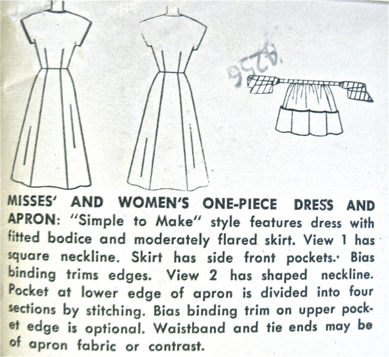 Simplicity 4521 Misses and Womens One Piece Dress and Apron - Etsy
