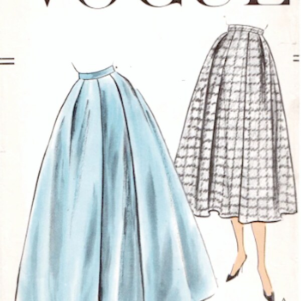 Modèle de jupe des années 1950, Vogue 9119 Motif de jupe plissée, Jupe de soirée, Modèle de jupe complète Modèle de couture vintage Taille 25 pouces Hanches 34