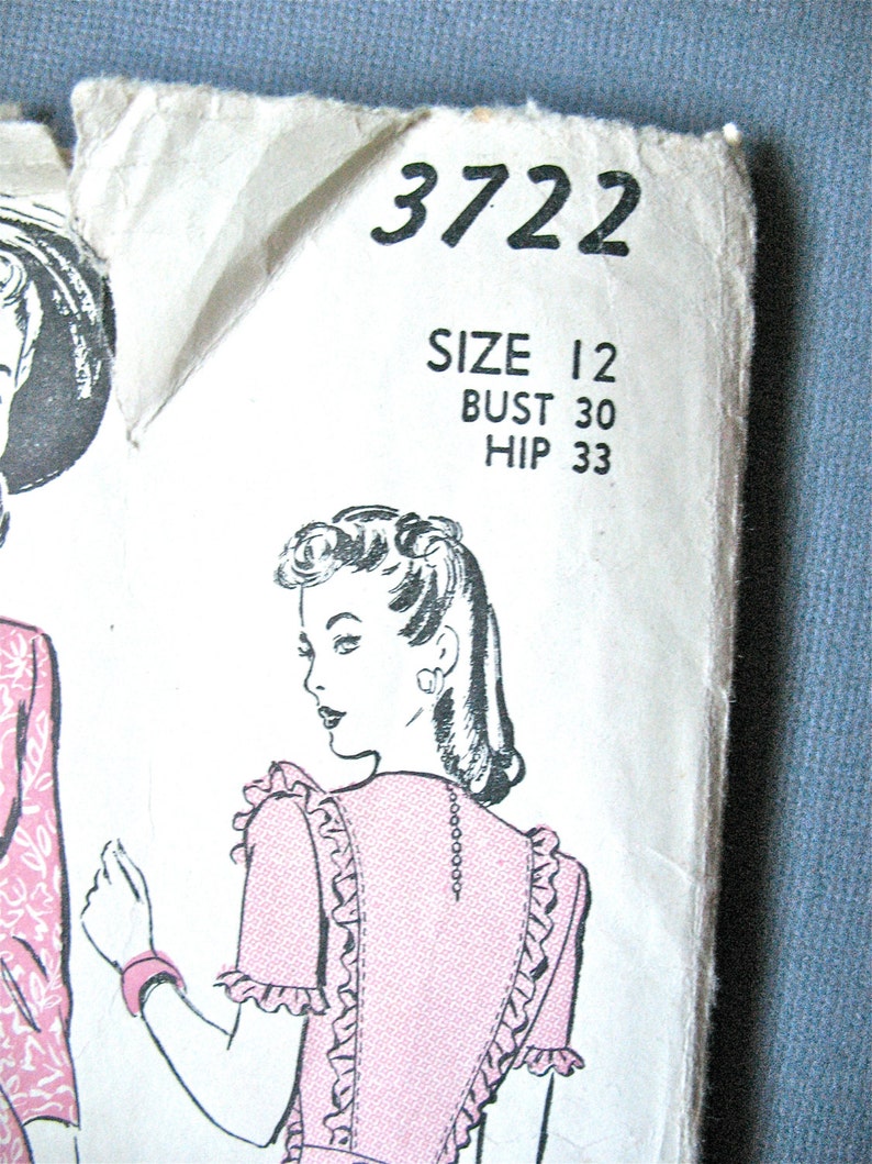 Early 1940s Advance 3722 Dress Vintage Sewing Pattern Bust 30 inches image 5