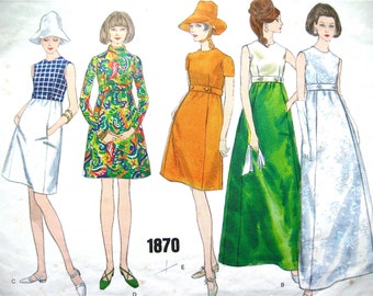 Vintage 60s Vogue Basic Design 1870 Dress Pattern