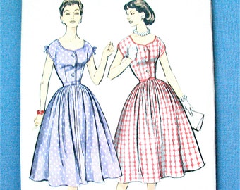 Uncut 50s Advance 8291 Dress Sewing Pattern  Fitted Bodice Full Skirt  Bust 34 inches