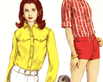 Vogue 6750 Uncut Vogue 6750 Misses' Shorts Vintage 1960s Sewing Pattern Trousers Pants Jeans Shorts Blouse Skirt  Vintage Pattern Bust 32