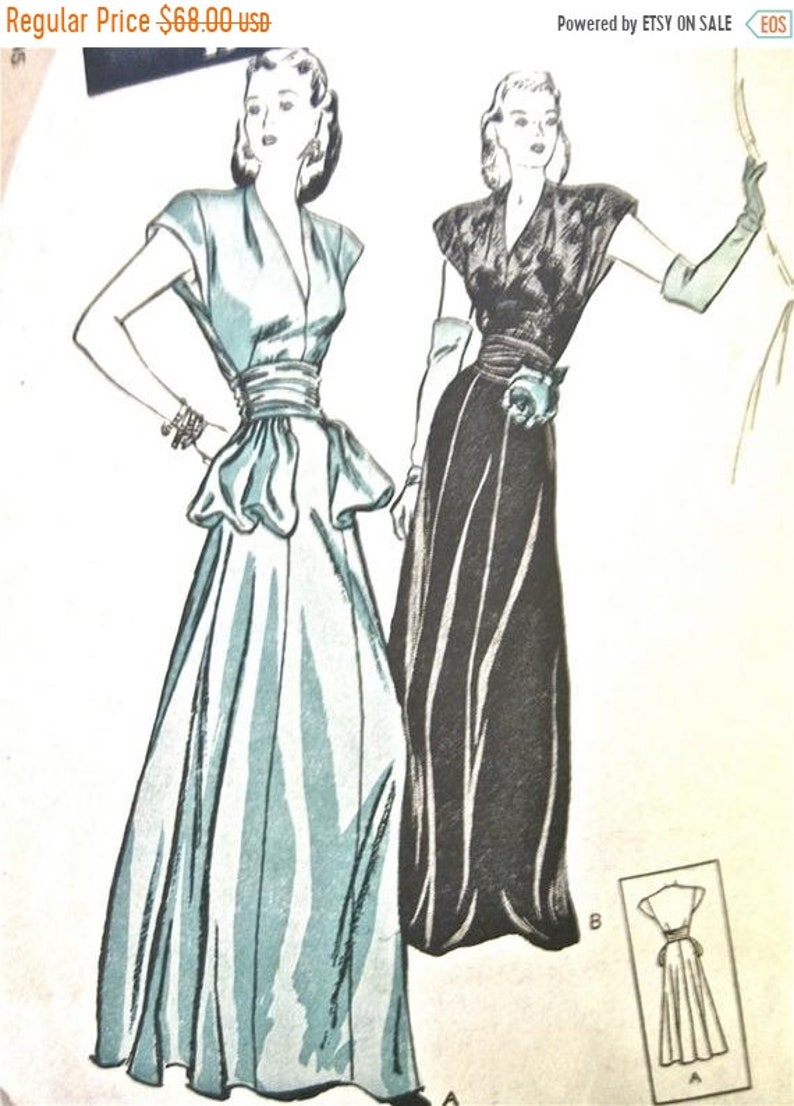 Sale 15 Off 1940s Gown Pattern By Butterick 3769 Vintage Etsy