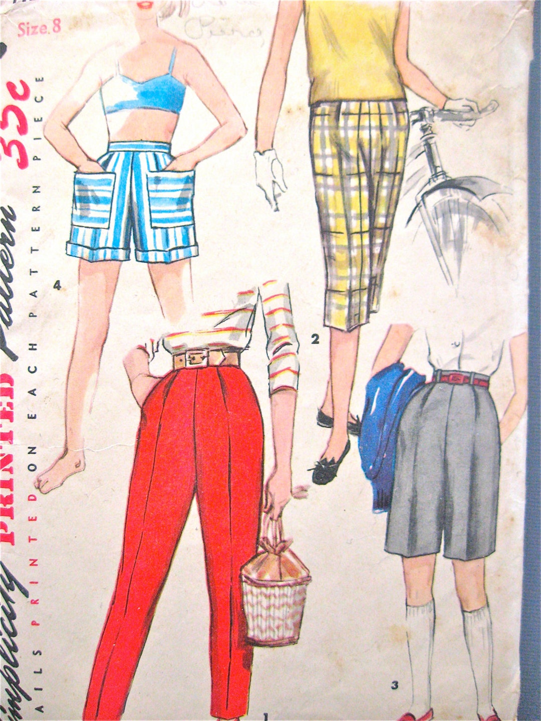 Simplicity Pattern 4848 1950s Vintage 1128 Simplicity Sewing Pattern to Make Girls Shorts ...