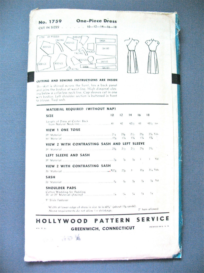 Uncut 1940s Hollywood 1759 One Shoulder Dress Pattern Vintage - Etsy