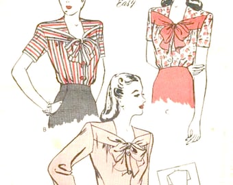 Butterick 3495 Blouse Sewing Pattern: Bow Neckline, Bust 42
