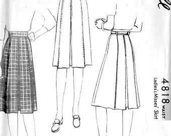 McCall 4818 from 1942 Ladies  Misses Skirt 1940s vintage skirt sewing pattern Waist 24 inches