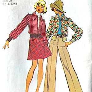 1970s Vintage Simplicity 5919 Young Junior/Teen  Jacket, Bias Skirt and Pants Vintage Sewing Pattern  Bust 32  inches