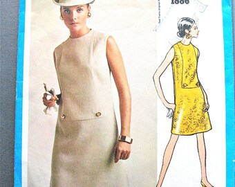 1960s Vogue Americana 1886 Mod One-Piece A-line Dress Vintage Sewing Pattern Bust 31.5