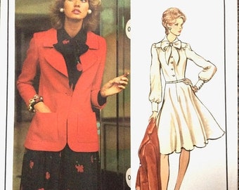 SALE 20% OFF Uncut Vogue Paris Original 2742 Nina Ricci Dress Coat Secretary Dress Designer Dress Tie DressVintage Sewing Pattern Bust 36